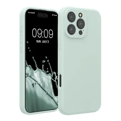 Afbeelding van kwmobile telefoonhoesje geschikt voor Apple iPhone 16 Pro Max TPU backcover met siliconen coating Smartphone case in cool mint