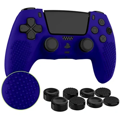 Afbeelding van MyGadget Siliconen skin compatibel met PS5 controller, 8 joysticks (2 paar hoog/2 laag), draadloze beschermhoes Playstation 5 Dualsense, paars