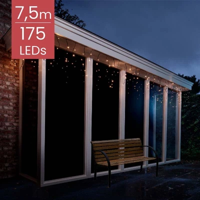 Afbeelding van IJspegelverlichting 7,5 meter 175 LED lampjes goud knipper functie