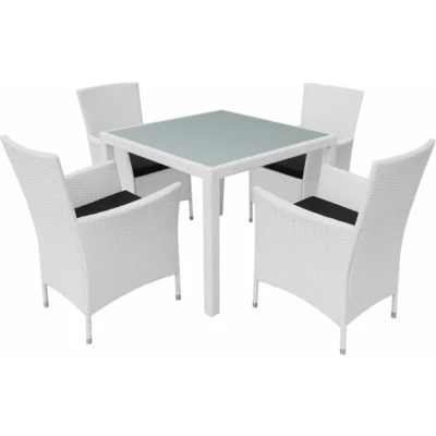 Afbeelding van 5 delige Tuinset poly rattan crèmewit