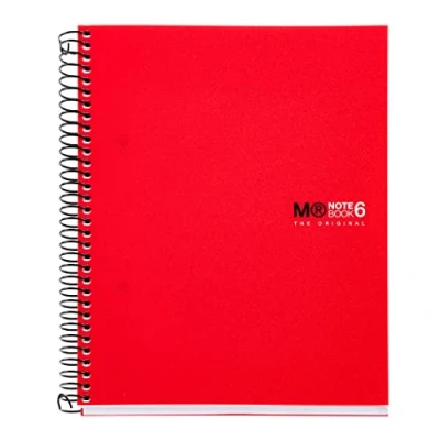 Afbeelding van Miquelrius Spiraalblok, microgeperforeerd, deksel polypropyleen, ondoorzichtig, formaat A5, 148 x 210 mm, 2 boormachines, 150 vellen 70 g/m² en 6 gekleurde strepen, rooster 5 kleur: rood