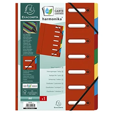 Afbeelding van Exacompta Nature Future A4 Sorteermap, 7 vakken, 320 x 240 mm, Karton, Rood