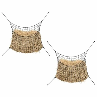 Afbeelding van vidaXL Hooinetten 2 st 90x60 cm rechthoekig polypropeen zwart