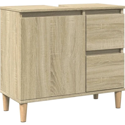 Afbeelding van Badkamerkast 65x33x60 cm bewerkt hout sonoma eikenkleurig