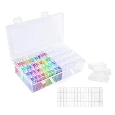 Afbeelding van Diamond Painting Accessoires: kunststof doos met 64 sleuven voor transparante diamantschilder organizer plakbladen, ideaal diamantschilderen, kralen, doe het zelf en nail art