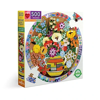 Afbeelding van eeBoo Paarse vogel en bloemen (500)