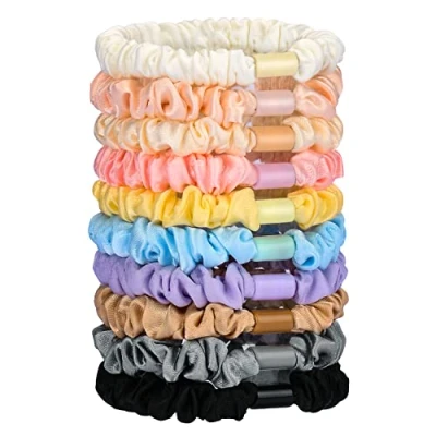 Image de JessLab Élastiques Cheveux en Soie Satin Lot de 10 Chouchous Doux Sans Dommage pour Queue Cheval Filles et Femmes