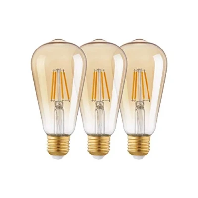 Afbeelding van EGLO LED E27 lamp 3 delige set, Amber Vintage gloeilampen, elk 4 watt, 360 lumen, warm wit, 2200 Kelvin, lampen, 3x Edison gloeilamp ST64, Ø 6,4 cm