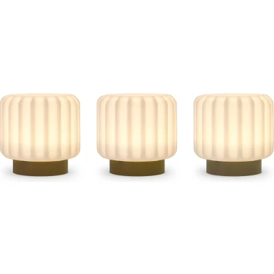 Afbeelding van Atelier Pierre Dentelles tafellamp sfeerlamp small klei voet set van 3 oplaadbaar dimbaar indoor/outdoor