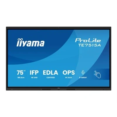 Image de iiyama ProLite TE7515A B1AG Classe de diagonale 75&quot; (74.5&quot; visualisable) écran LCD rétro éclairé par LED signalétique numérique interactive avec tactile (multi touch) / ensemble 8 microphones possibilité PC encastré en option