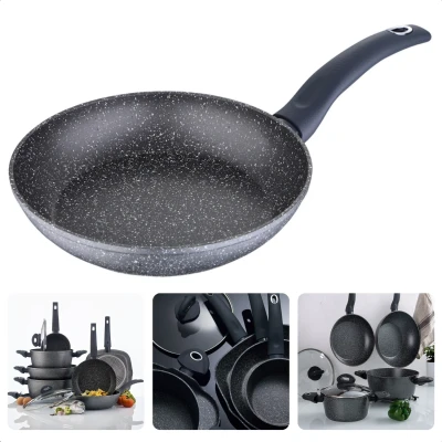 Afbeelding van Cheqo® Koekenpan Bakpan ø20cm Vervaardigd uit gesmeed aluminium 4 laags Marmer Coating Soft Touch handgreep Vaatwasmachine bestendig