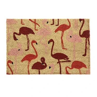 Afbeelding van deurmat kokos met flamingo&#039;s 40 x 60 cm slipvast binnen en buiten