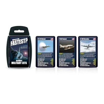 Afbeelding van Top Trumps Ultimate Military Jets Classic kaartspel, leer feiten over de Dassault Rafale en Sentry E 3 in dit educatieve spel, meer dan 2 spelers zijn een leuk cadeau voor kinderen