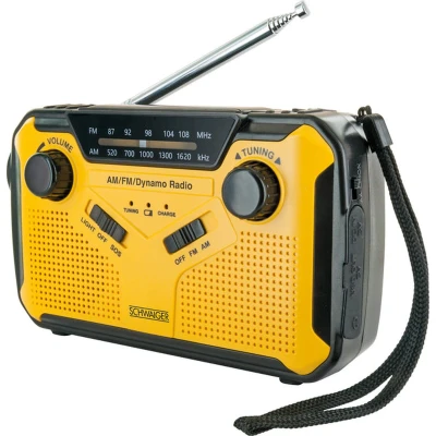 Afbeelding van Schwaiger Outdoorradio VHF (FM), AM, FM Handslinger, Zonnepaneel, Spatwaterbestendig, Stofvast, Zaklamp Geel, Zwart