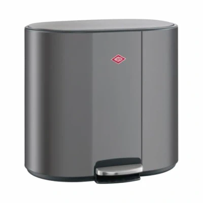 Afbeelding van Multi Collector 2 Afvalscheiding x 25L Grafiet Mat Wesco Vuilnisbak Prullenbak Met pedaal 50 L