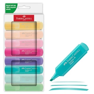Afbeelding van Tekstmarker Faber Castell 46 Pastel 8stuks blush, roze, lila, turquois