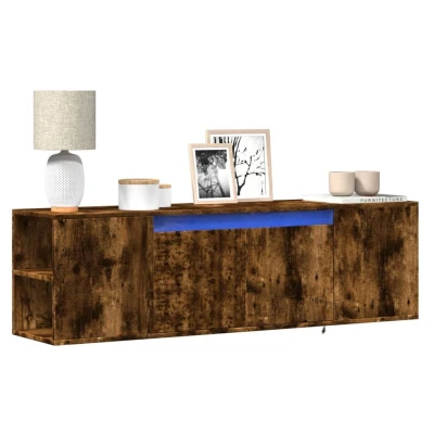 Afbeelding van vidaXL Tv wandmeubel met LED verlichting 135x31x39,5 cm gerookt eiken
