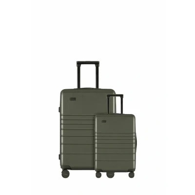 Afbeelding van ETERNITIVE koffer I Handbagage van polycarbonaat en ABS Harde met TSA slot 360 rolkoffer, Olijf, Set 2 normale koffers (S+L)
