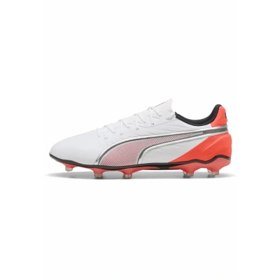 Afbeelding van PUMA King Match Fg/Ag Voetbalschoenen, uniseks, wit zilver glanzend rood