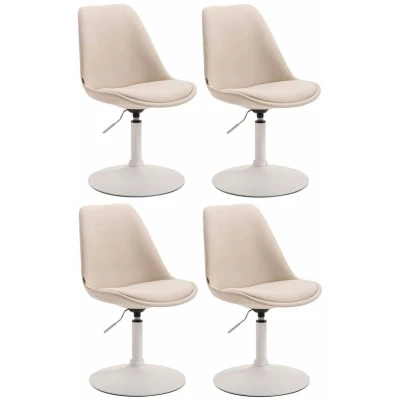 Image de CLP Lot de 4 Chaises salle à manger Maverick tissu avec pied trompette , Crème/Blanc