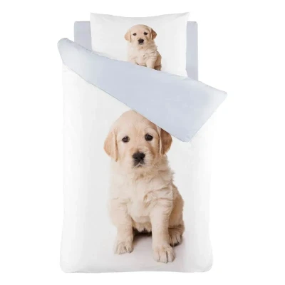 Afbeelding van iSeng Puppy Dekbedovertrek Eenpersoons 140x200/220 cm + 1 kussensloop 60x70 White