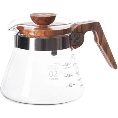 Afbeelding van Hario V60 Coffee Server 600 Glas met Olijfhout 600ml