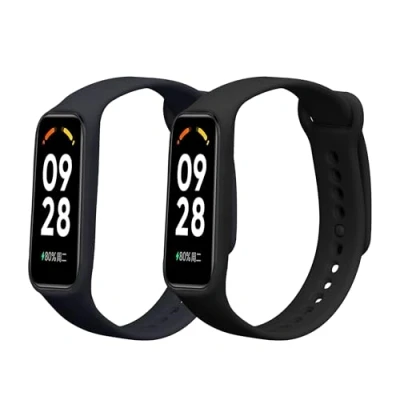 Afbeelding van kwmobile 2x horlogebandjes geschikt voor Xiaomi Smart band 8 Active bandje Smartwatch bandjes van TPU Activity tracker horloge in zwart / donkerblauw