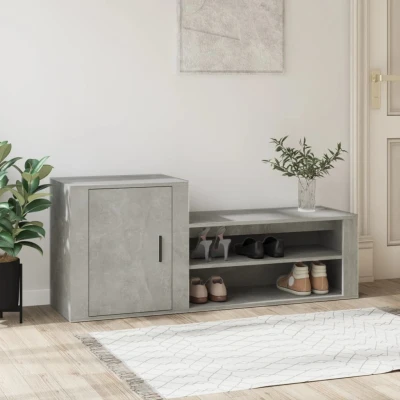 Afbeelding van Schoenenkast 130x35x54 cm bewerkt hout betongrijs