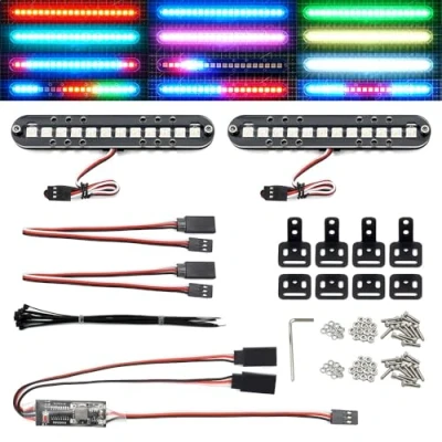 Afbeelding van RC led daklichtbalk, achterlicht, bumperlichtset, compatibel met Traxxas Car Truck Crawler Tamiya Losi HPI Rustler Axial Police Lights (100 mm 2 stangen)