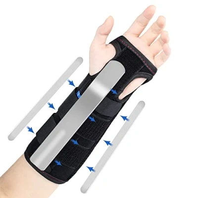 Afbeelding van Polsbandage, polssteun met metalen rail, ondersteuning bij peesontsteking voor mannen, vrouwen en linker rechterhand, carpaal tunnelsyndroom, verstuikingen van de pols, artrose