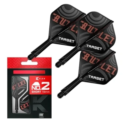 Afbeelding van Target Darts Stephen Bunting K Flex Flights and Shaft System, Nr.2 Pak van 3 Kflex All In One Flights, Player Edition Accessoires Dart Stem Kort (19 mm)