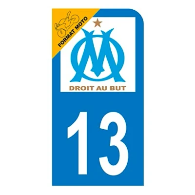 Afbeelding van Stickers kentekenplaat Scooter Moto 13 Club Om Olympique de Marseille Voetbal, blauw