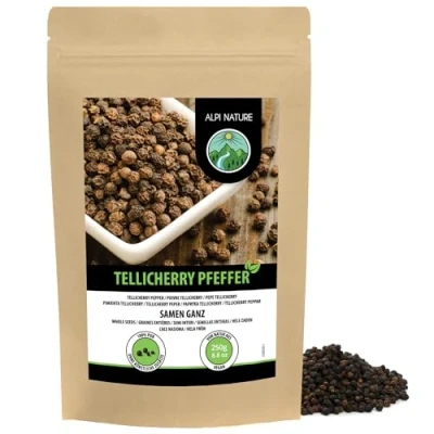 Image de Alpi Nature Poivre en Grain Noir de Tellicherry 250g, Entier
