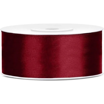 Afbeelding van Partydeco Satijn lint Bordeaux Rood 25mm/rol 25m