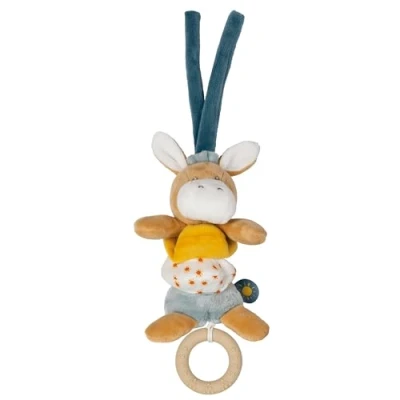 Afbeelding van Nattou ezel Leo Trillende Knuffel 15 cm Donker warm beige