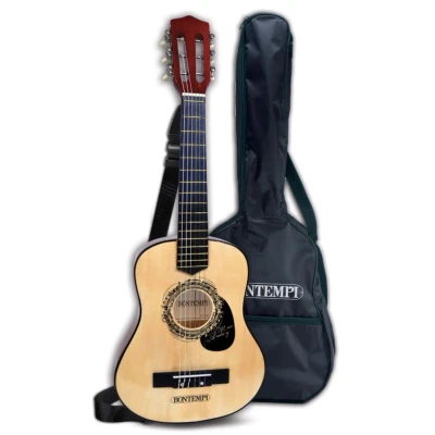 Image de Bontempi guitare en bois avec bandoulière 6 cordes et sac 75 cm