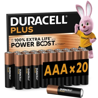 Afbeelding van Duracell batterij Plus 100% AAA, blister van 20 stuks