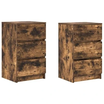 Afbeelding van vidaXL Nachtkastjes met 3 lades 2 st 39x35x65 cm gerookt eikenkleurig