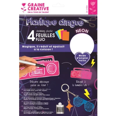 Afbeelding van Graine Créative krimpplastiek, fluo, 4 vel, ft 33 x 22 0,5 cm