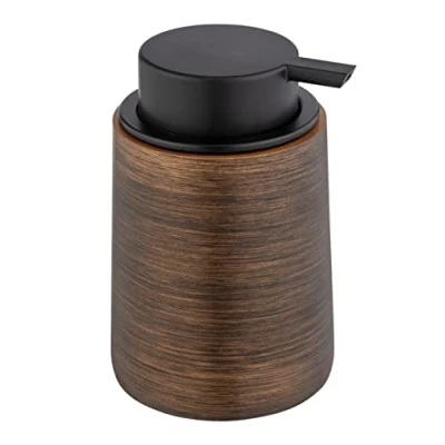 Afbeelding van WENKO Palena Navulbare zeepdispenser van hoogwaardig polyhars met brede pompkop voor maximaal 250 ml vloeibare zeep of afwasmiddel, brons, 10 x 14 8,5 cm
