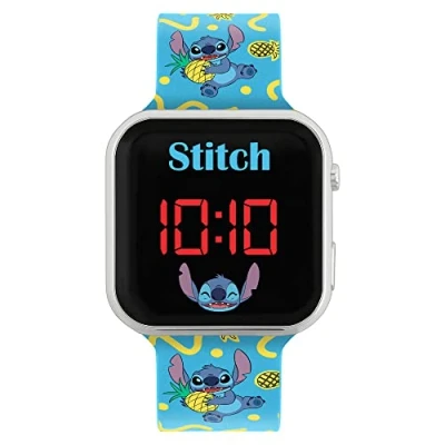 Afbeelding van Disney Lilo &amp; Stitch LAS4038 Led horloge voor kinderen, met bedrukte armband, Blauw, Riem
