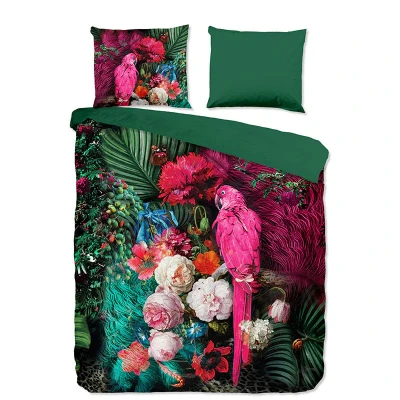 Afbeelding van Pure Dekbedovertrek &quot;bloemen, bladeren en een papagaai&quot; Multi (240x200/220 cm) Microfiber