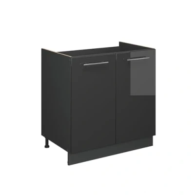 Afbeelding van Vicco Fame Line gootsteenonderkast antraciet glanzend 80 cm AP eiken