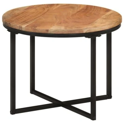 Afbeelding van Salontafel 45x45x35 cm massief acaciahout en ijzer