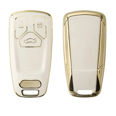 Afbeelding van kwmobile Autosleutelbehuizing compatibel met Audi Smartkey (alleen Keyless Go) 3 knoppen, siliconen autosleutelhoes, beschermhoes in wit goud