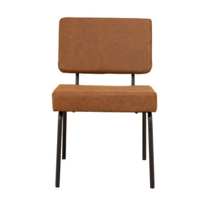 Afbeelding van Bronx71® Industriële eetkamerstoel Espen cognac eco leer Eetkamerstoelen set van 4 stoel
