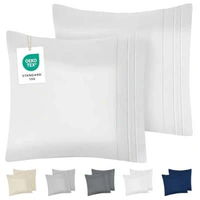 Afbeelding van Dreamzie Kussensloop, 65 x cm, van geborstelde microvezel, Oeko Tex gecertificeerd, zachte kussensloop met geborduurde motieven, wit, 2 stuks