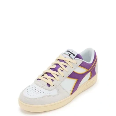 Afbeelding van Diadora Magic Basket Low Suede Leather Gymnastiekschoenen, uniseks, White Deep Lavander Violet