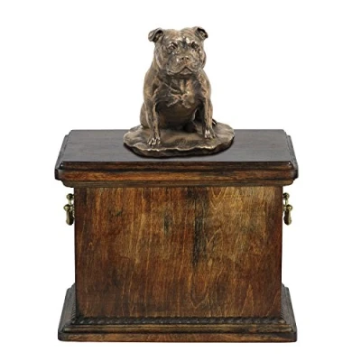 Afbeelding van Elegante urn hond voor Staffordshire Bull Terrier met beeldje