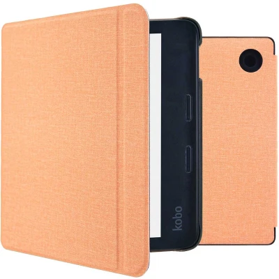 Afbeelding van iMoshion Ereader Cover / Hoesje Geschikt voor Kobo Libra 2 Tolino Vision 6 Canvas Sleepcover Bookcase met stand Oranje Peach